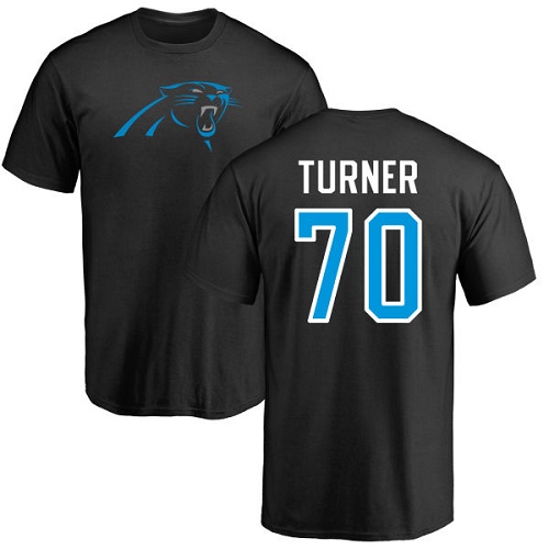 Carolina Panthers Men Black Trai Turner Name and Number Logo NFL Football #70 T Shirt->carolina panthers->NFL Jersey